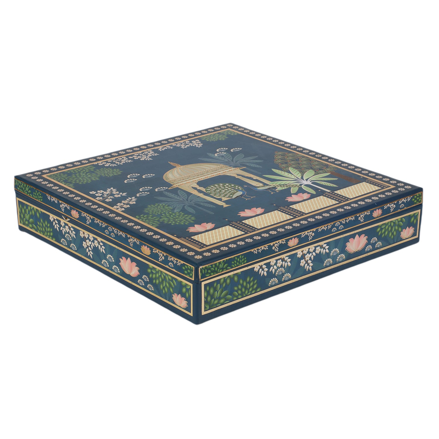 Pichwai Print Bhaji Boxes With 13 Compartments 14x14x3 Inch 2044 pichwai-print-bhaji-boxes-with-13-compartments-14x14x3-inch-2044