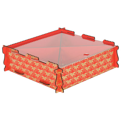 MDF Laser Cut Four Partition Acrylic Top Tray ( 8x8x2.4 Inches ) 10007