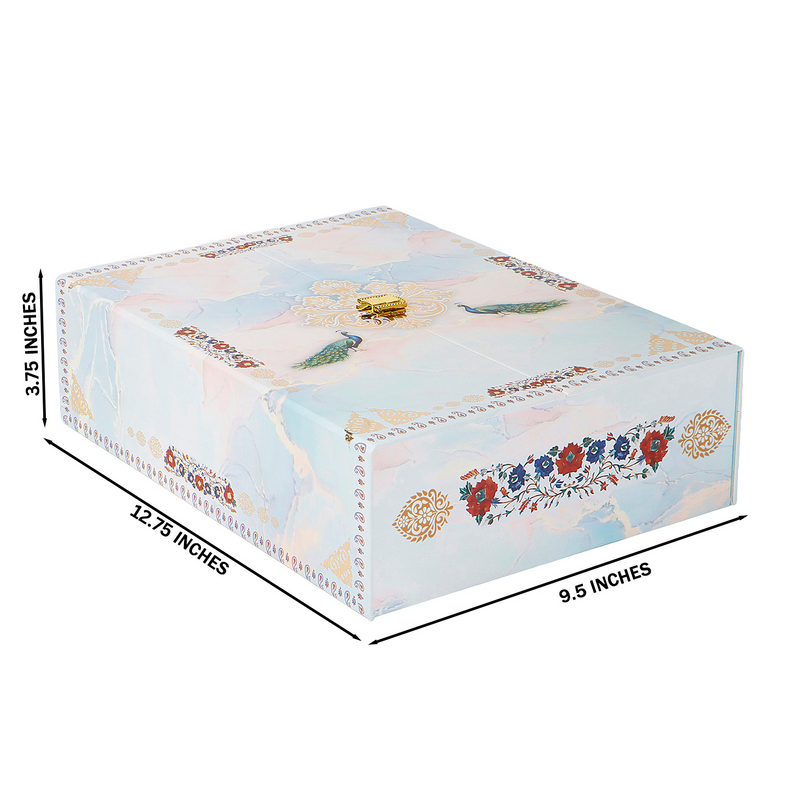 Floral MDF Hamper Box with 2 printed salsa jar & 12 cavity (9.5x12.75x3.75) Inch 9064A