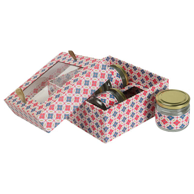Pink Floral Print MDF Hamper Box With 4 Salsa Jar