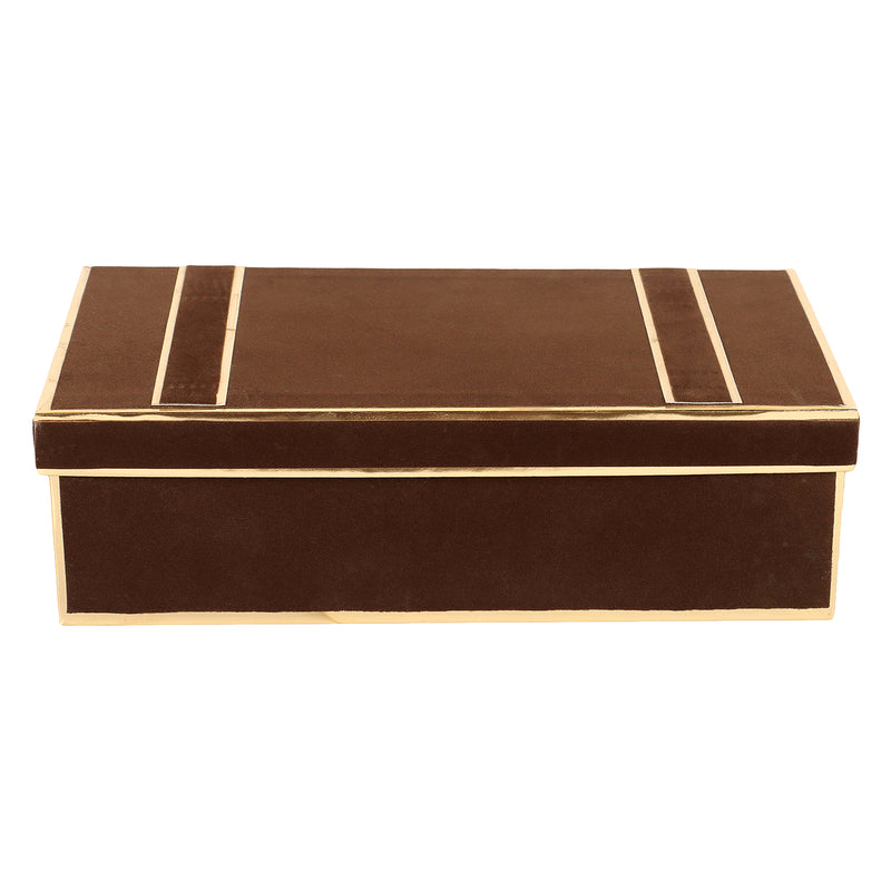 Fancy Suede Pasting Box with 2 Glass Jar & 1 Small Box In Side ( 12.5x6.25x3.5 ) 14014B