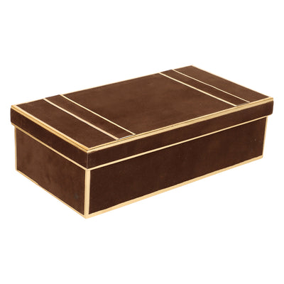 Fancy Suede Pasting Box with 2 Glass Jar & 1 Small Box In Side ( 12.5x6.25x3.5 ) 14014B