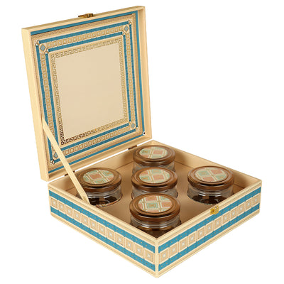 Luxury MDF box with 5 Salsa Jars & D Lock ( 11x11x3.5 Inch ) 14017A