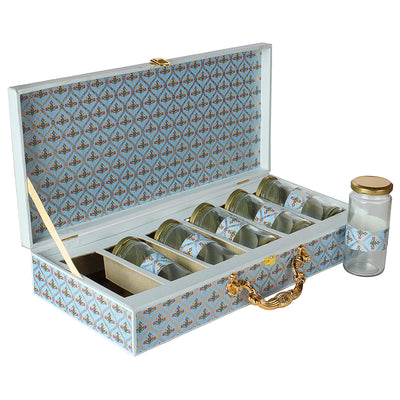 MDF Multipurpose Box with Handle & 6 glass jars 