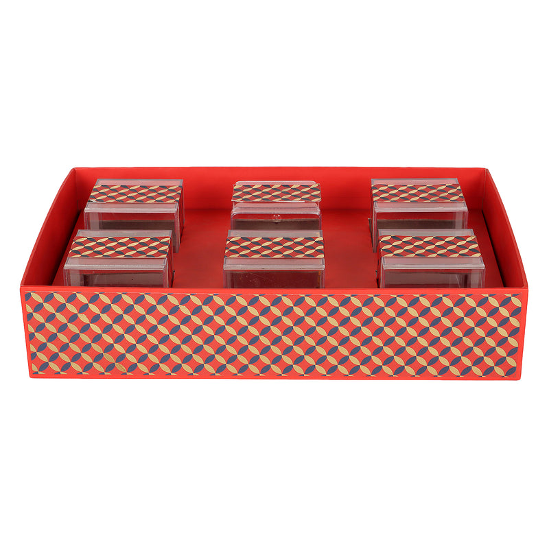 Sweets & Dry Fruits Box with 6 Small Beautiful Plastic Box (14.5x9.5x3 inch) 14022