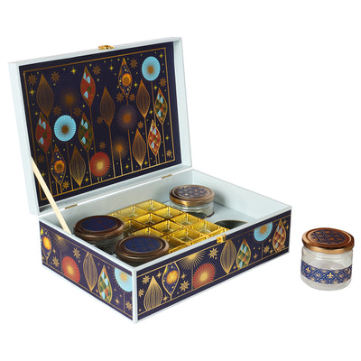 MDF Traditional Design Box With 15 Cavity & 4 Jar