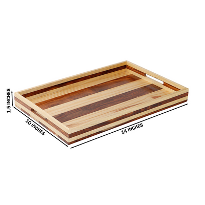 Wooden Tray with cutout handle (14x10x1.5) Inch 9141