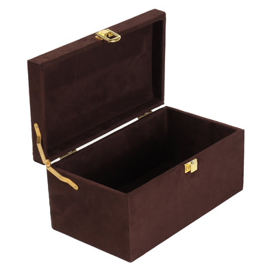 Brown Suede MDF Box with Lock
