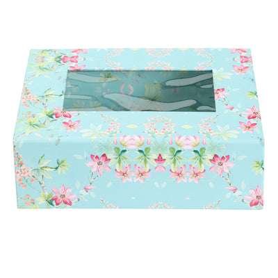 Skyblue Floral Print Magnetic Hamper Box