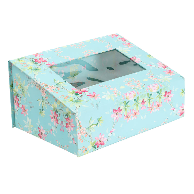 Skyblue Floral Print Magnetic Hamper Box