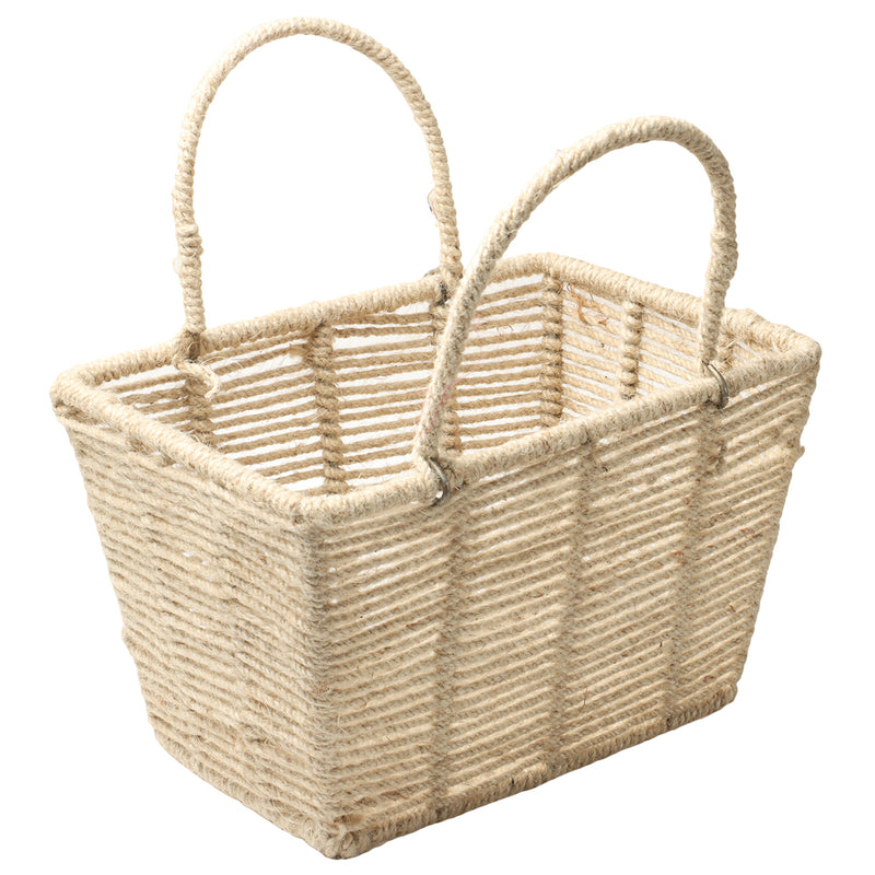 Fully Covered Cotten & Jute Rope & Metal Hamper Basket 10.5x6x7.5 inches 17005