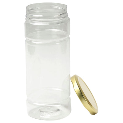 Plastic jar with golden cap