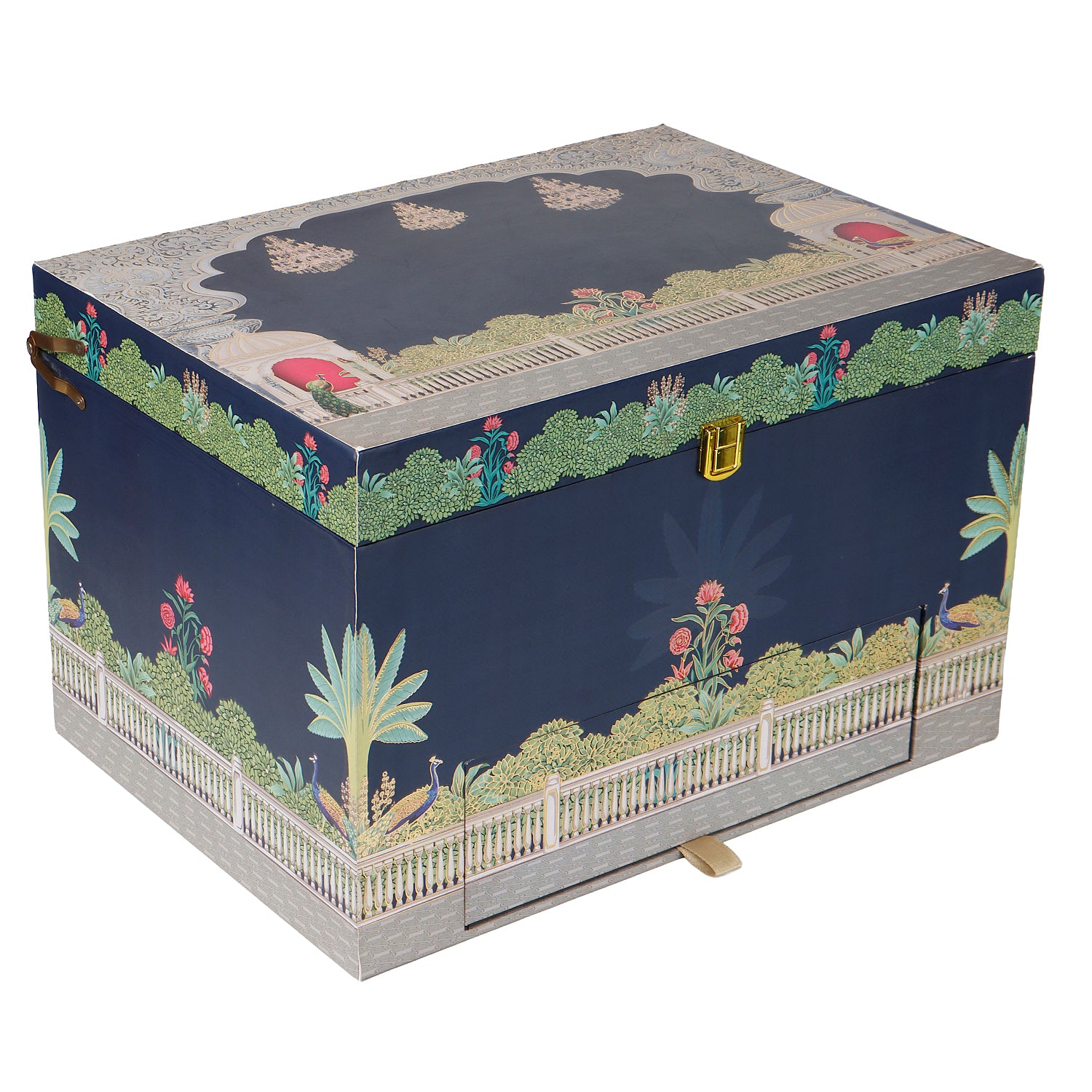 Grand MDF Bhaji Box with 4 jar, 8 cavity & 4 compartments tray (14x10x ...