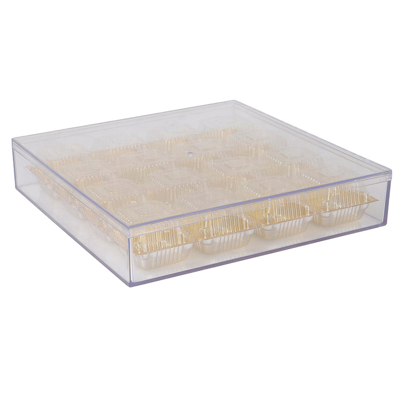 Premium Plastic Chocolate/Sweet Box with 16 Cavity (7.75x7.75x1.5) Inch 5902