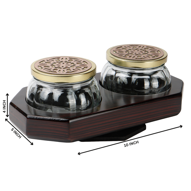 Buy Rotational Wooden Gift Box with 2 laser cut design muskmelon jars (10x5x4 Inches) Color: Brown from Nice Packaging