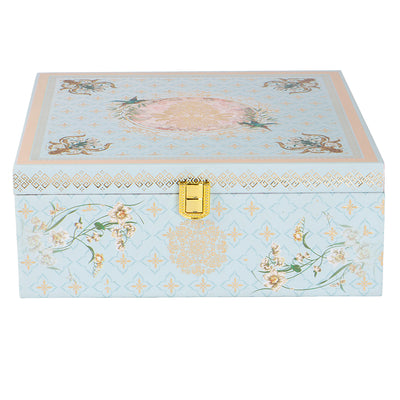 Floral MDF Hamper Box with 2 salsa jar & 8 cavity (9.5x9.5x4) Inch 9004