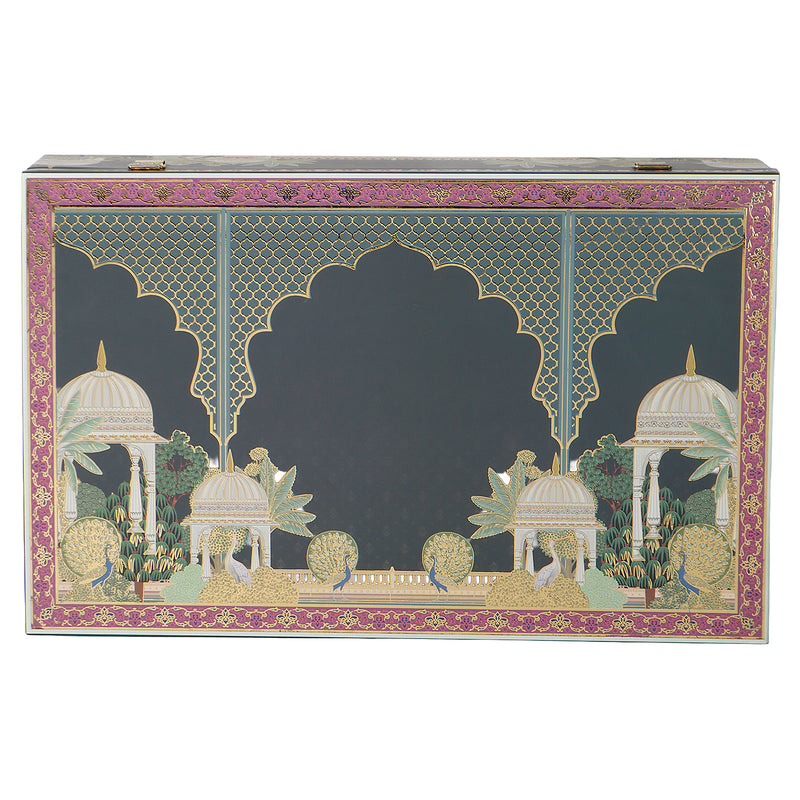 Royal Pichwai Art MDF Hamper Box with 4 salsa jar & 3 liner cavity (16x10x4) Inch 9005A