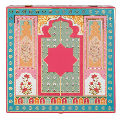 Mehfil Mahal MDF Hamper Box with 4 square jar & 9 cavity (12x12x4) Inch 9006A