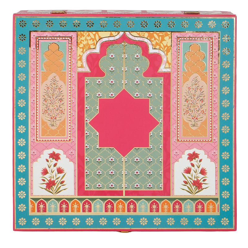 Mehfil Mahal MDF Hamper Box with 4 square jar & 9 cavity (12x12x4) Inch 9006A