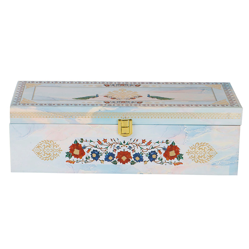Floral MDF Hamper Box with 3 printed salsa jar (13x9x4) Inch 9009A
