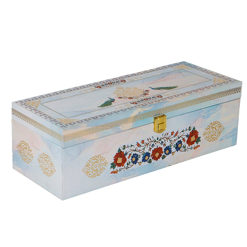 Floral MDF Hamper Box with 3 printed salsa jar (13x9x4) Inch 9009A