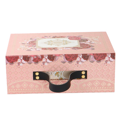 Blush Pink Floral Hamper Box with 3 hexagon jars & 10 cavity tray (11x8x4) Inch 9019