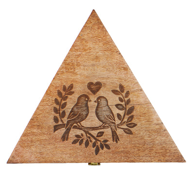 Love Birds Design Triangle Wooden Hamper Box with 3 Jars (11x10x4) Inch 9024A