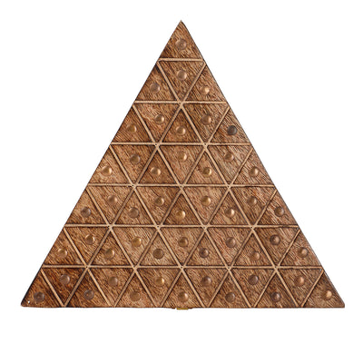 Unique Triangle Wooden Hamper Box with 3 Jars (11x10x4) Inch 9024