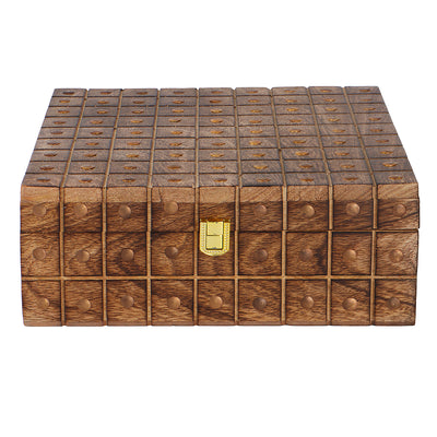 Unique Wooden Hamper Box with 2 salsa jars & 8 cavity (10x10x4) Inch 9025