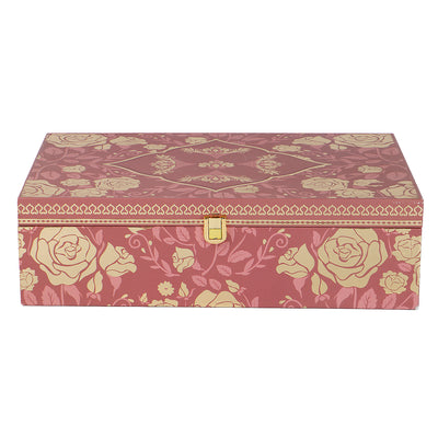 Royal Rose Floral Hamper Box with 2 plastic container & 2 salsa jar (14x9x4) Inch 9026
