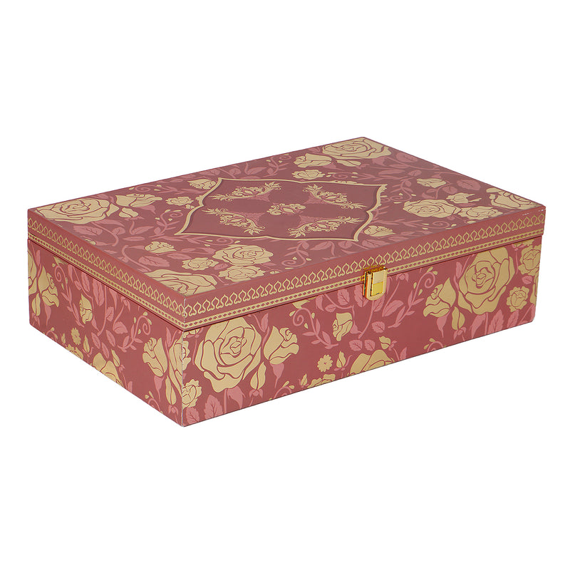 Royal Rose Floral Hamper Box with 2 plastic container & 2 salsa jar (14x9x4) Inch 9026