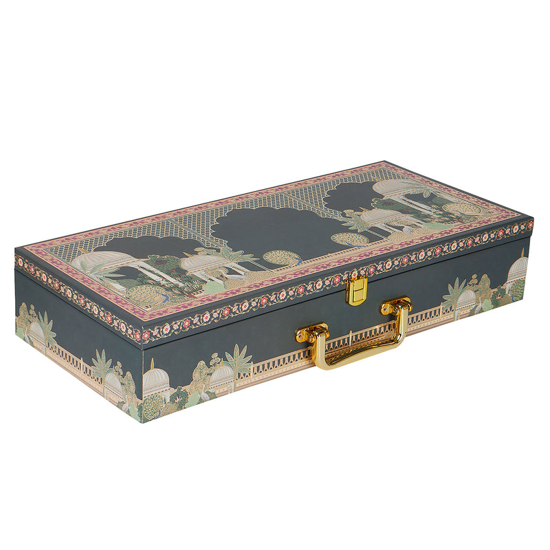 Pichwai Art Hamper Box with 6 cylinder jars (17.5x7.75x3.25) Inch 9061
