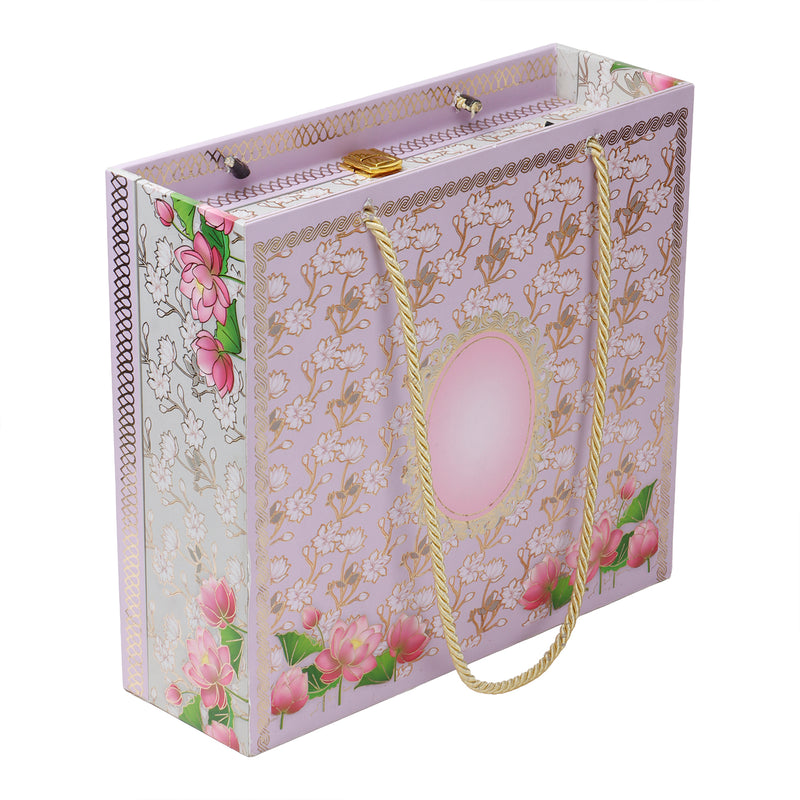 Floral MDF Hamper Box with 4 tins (11x10x3.5) Inch 9068