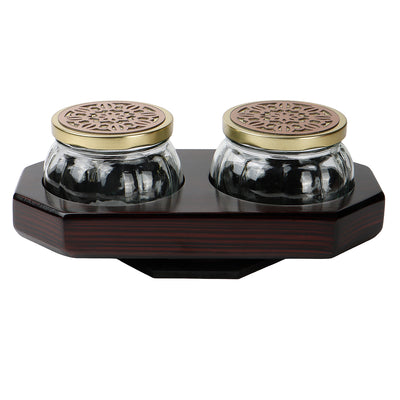 Buy Rotational Wooden Gift Box with 2 laser cut design muskmelon jars (10x5x4 Inches) Color: Brown from Nice Packaging