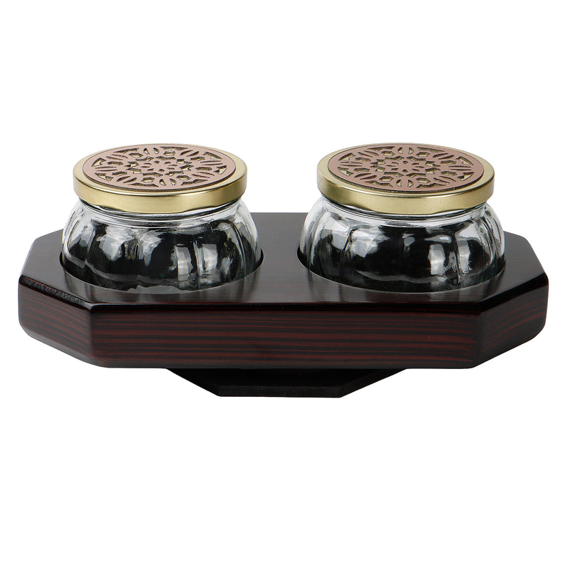 Buy Rotational Wooden Gift Box with 2 laser cut design muskmelon jars (10x5x4 Inches) Color: Brown from Nice Packaging