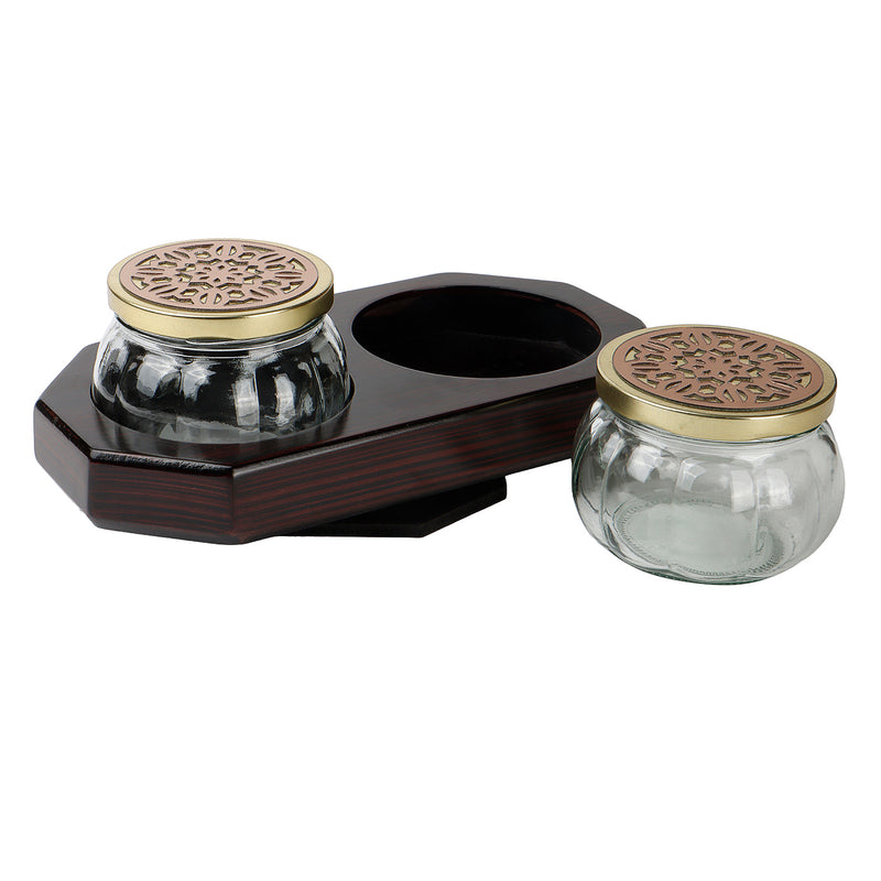 Buy Rotational Wooden Gift Box with 2 laser cut design muskmelon jars (10x5x4 Inches) Color: Brown from Nice Packaging