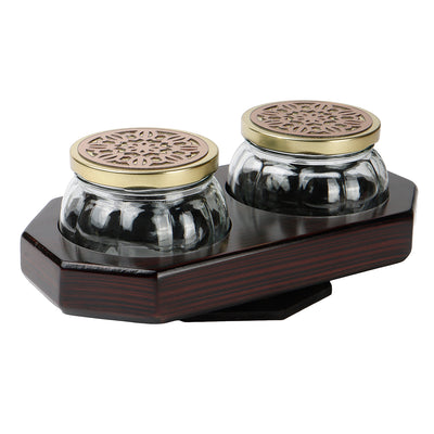 Buy Rotational Wooden Gift Box with 2 laser cut design muskmelon jars (10x5x4 Inches) Color: Brown from Nice Packaging