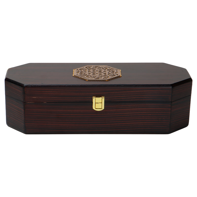 Premium Wooden Gift Box with 3 laser cut design salsa jars (13x5x3.5 Inches) 9085