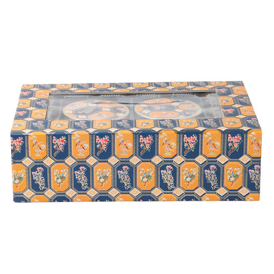Magnetic Foldable Floral Hamper Box with 2 salsa jars & 16 cavity (11.5x7.75x3.5) Inch 9093A