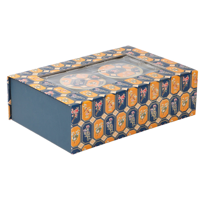 Magnetic Foldable Floral Hamper Box with 2 salsa jars & 16 cavity (11.5x7.75x3.5) Inch 9093A