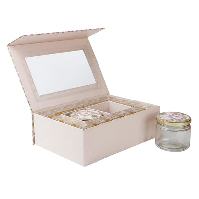 Magnetic Foldable Floral Hamper Box with 2 salsa jars & 16 cavity (11.5x7.75x3.5) Inch 9093