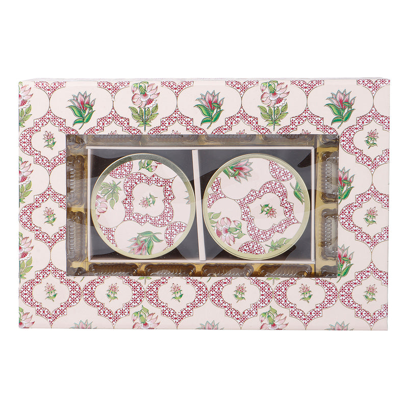 Magnetic Foldable Floral Hamper Box with 2 salsa jars & 16 cavity (11.5x7.75x3.5) Inch 9093
