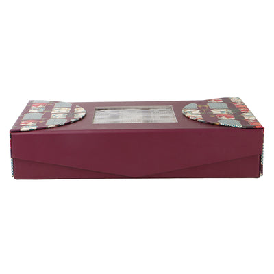 Magnetic Foldable Floral Hamper Box with 2 cylinder jars & 9 cavity (13x8x2.5) Inch 9095A
