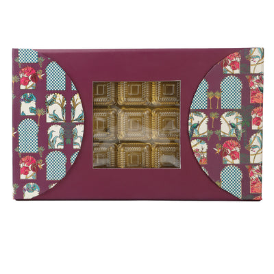 Magnetic Foldable Floral Hamper Box with 2 cylinder jars & 9 cavity (13x8x2.5) Inch 9095A