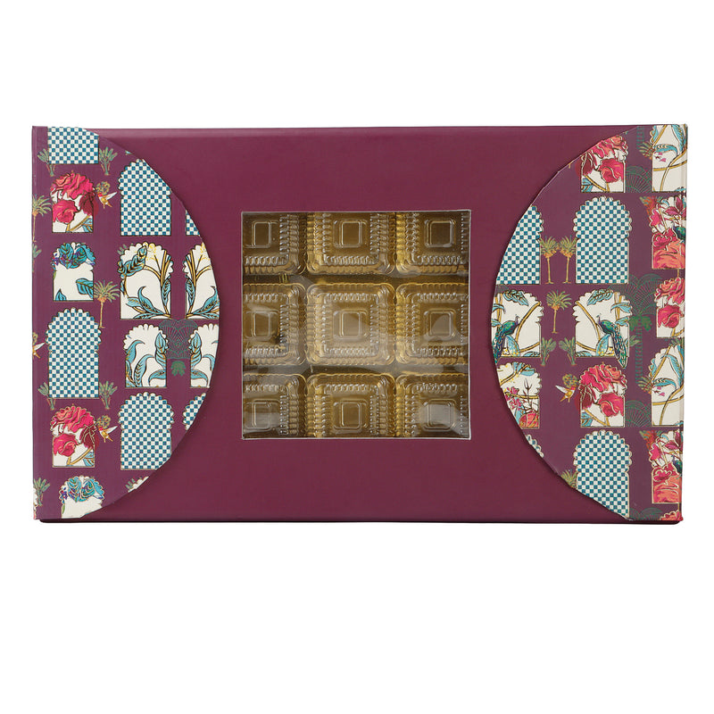 Magnetic Foldable Floral Hamper Box with 2 cylinder jars & 9 cavity (13x8x2.5) Inch 9095A