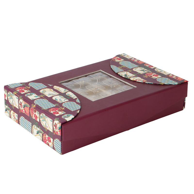 Magnetic Foldable Floral Hamper Box with 2 cylinder jars & 9 cavity (13x8x2.5) Inch 9095A