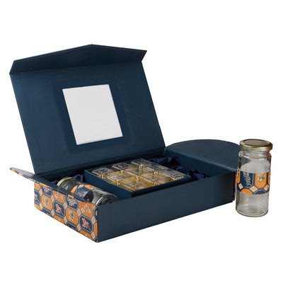 Magnetic Foldable Floral Hamper Box with 2 cylinder jars & 9 cavity (13x8x2.5) Inch 9095
