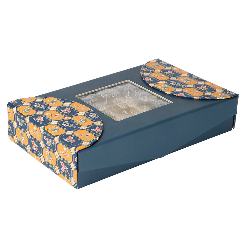 Magnetic Foldable Floral Hamper Box with 2 cylinder jars & 9 cavity (13x8x2.5) Inch 9095