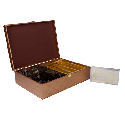 Leatherite MDF Hamper Box with 2 acrylic boxes 3 liner cavity (14x10x4) Inch 9099A