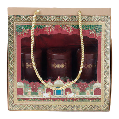 Hamper Bag With 3 printed tins (10x6.5x9.5 Inches) 9510RDY